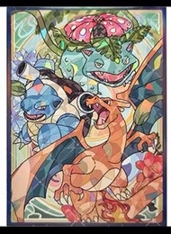 ptcg 寶可夢 卡套  玻璃彩繪 幻彩閃（噴火龍 御三家）