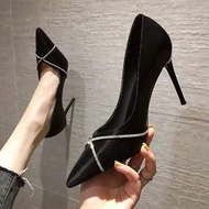 Influencer Style Stiletto Heels - 9cm Pointed Toe with Rhinestones | Ideal for Formal Events