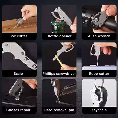 Keyring Multifunction Tool Card Stainless Steel Credit Card Size Survival Gadget Repair Set for Trav