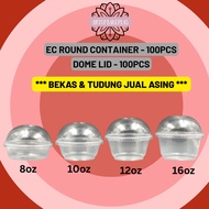 EC 8 10 12 16 20 oz Round Disposable Plastic Food Container with Dome Lid {50sets}/ Penutup Bulat (T