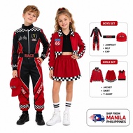 Full Set Car Racing Costume for Kids Boy Girl Career Day Racer Jumpsuit Stage performance Halloween