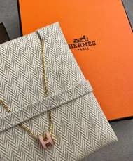 （暫保留）Hermes 淡粉色 mini pop H金鍊「全新大全配」先生今年5月LA靠櫃購回，附上發票！