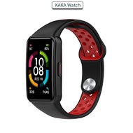 Silicone Strap for Huawei Band 6/Honor Band 6 Breathable Replacement Double Color Bracelet for Huawei Band6 Strap