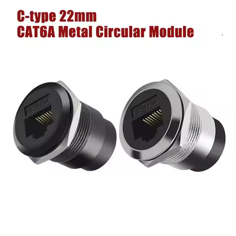 C-Type RJ45 Connector, RJ45 Network CAT6A Shielded/Unshielded Panel 22mm Mount Chassis Plug, Cat6 In