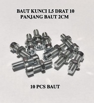 Baut L M6x20 Baut + Mur kunci L5 Drat 10 Panjang 2cm Universal