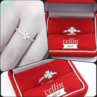 925 Silver Women's Ring with White Gold Plating Original 925 Silver Flower Ring Jewelry, Anti-Rust