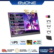 BYONE 15.6-inch Portable Monitor 2560*1440P 165Hz HD IPS Screen 100%sRGB USB-C HDMI Laptop External 