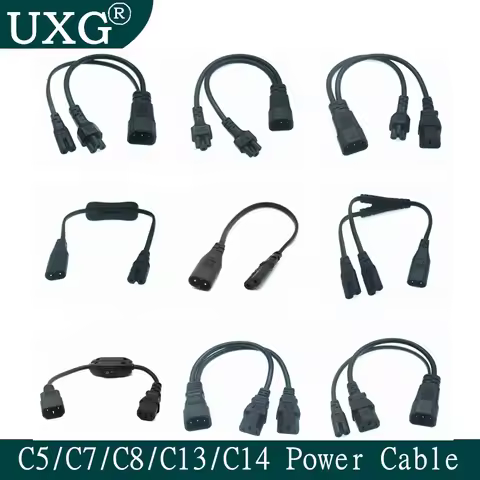 IEC 320 C14 Male Plug To 2XC13 C5 C7 C8 Female Y Type Splitter Power Cord,C14 To 2ways C13 Power Ada