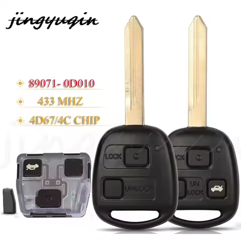 jingyuqin 2/3Buttons Smart Remote Car Key Fob 433MHz 4D67 / 4C Chip For Toyota Corolla Yaris Avensis