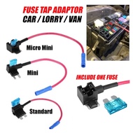 Car Fuse Tap Adapter Holder Mini Standard Micro 15A Blade Extension Circuit Wire Fius Kereta Motor