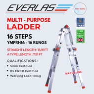 (Sirim) EVERLAS Tangga Lipat 16 Steps Multipurpose Ladder Multi purpose ladder Multifunction ladder