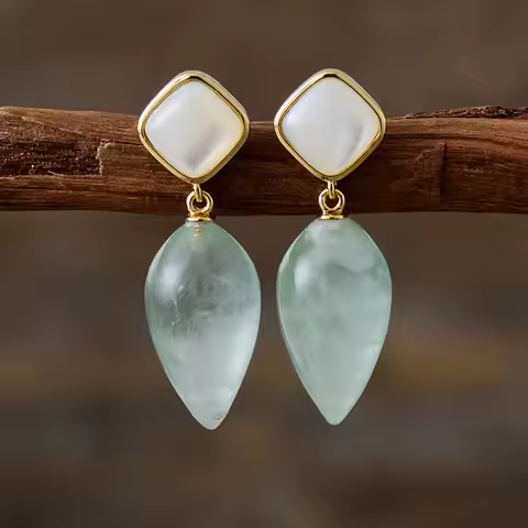 Classy Women Stones Healing Dangling Stud Earrings Party Bold Calm Spiritual Protection Jewelry Bijo