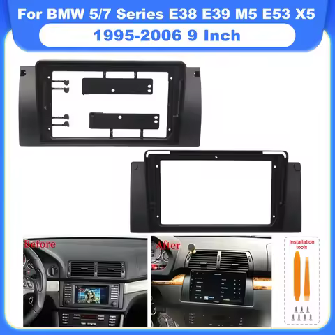 9 Inch Car Fascia Frame Adapter Canbus Box Decoder Android Radio Dash Fitting Panel Kit For BMW 5/7 