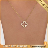 Four-Leaf Clover Necklace Alloy Jewelry Niche High-End Diamond Necklace Pendant Girls Clavicle Chain
