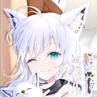 Dakimakura Anime Shirakami Fubuki fbk YouTuber Double-sided Print Life-size Pillow Cover Bedding Gif