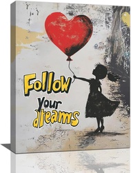 Banksy Girl Wall Art Heart Pictures Street Graffiti Canvas Wall Decor Kids Aesthetic Painting Pop Ho