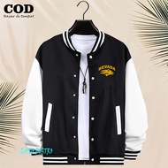 BISA COD Jaket Bomber Varsity Baseball Kancing Nevada Text Gold Jaket Varsity Pria / Baseball Distro