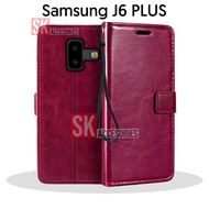 Casing Samsung Galaxy J6 PLUS FLIP CASE - CASING LEATHER - DOMPET KULIT HP SAMSUNG J6 PLUS