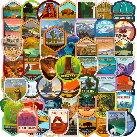 10/30/63PCS Cool USA National Park Stickers Nature Forest Camping Decals DIY Travel Luggage Suitcase