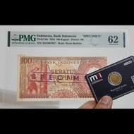 PMG62 Archival Specimen 100 Rupiah 1958 Pekerja Runner Up Top Pop
