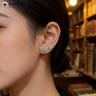 HUAIHAO 2pcs Angel Wings Cross Stud Earrings Vintage Punk Silver Color Shiny Earrings for Women Girl