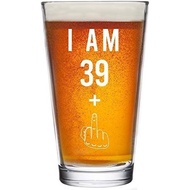 Gelid 39 + One Middle Finger 40th Birthday Gifts for Men Women Beer Glass – Funny 40 Year Old Presen