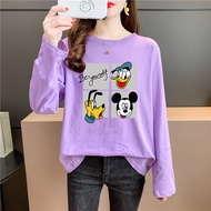 [TSHIRTWOMEN] Baju T Shirt Perempuan Lengan Panjang Plus Size Long Sleeve T-shirt Mickey Mouse Blouse Clothes