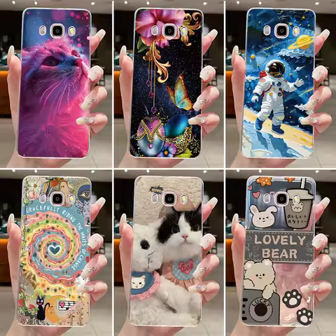 Casing For Samsung Galaxy J5 (2016) J7 2016 Case SM-J510F SM-J710F Aesthetic Fashion Cute Cat Back C