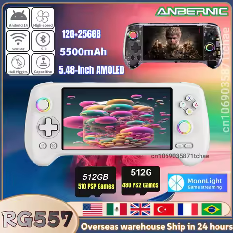 ANBERNIC RG557 Handheld Game Console 5.48" AMOLED HD Screen Android 14 Video Gaming Console RG 557 D