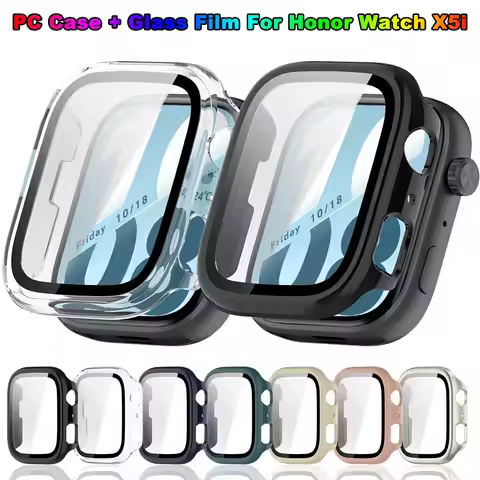 PC + Tempered Glass Case for Honor Watch X5i Smart Watch Strap Protective Cover Bumper For Honor Wat