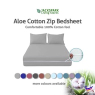 Cadar Zip Premium Cotton Zip Bedsheet Plain Single 2"/4"/6" Super Single Queen 8" Sarung Cadar Berzi