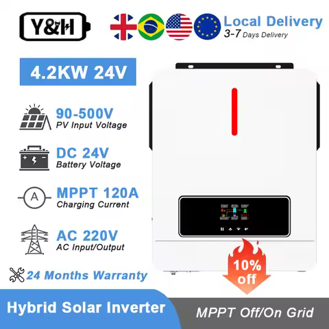Y&H 4.2KW 6.2KW Hybrid Inverter Charger 24V 48V 220VAC MPPT 120A Solar Charge Controller Dual output