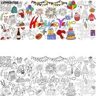 LEMONTRE Giant Coloring Poster, Happy  Year Art Craft Doodle Art Banner, Interactive DIY Coloring Do