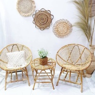 Rattan Conch Chair // Rattan Chair / Rattan Table / Natural Rattan Rattan Chair One SET 83