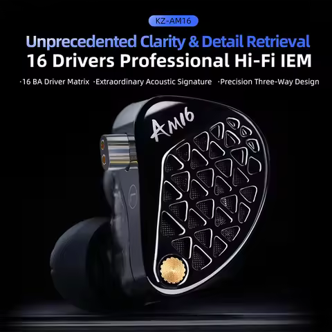 KZ AM16 wired in-ear headphones 16ba balanced armature high fidelity monitor bass noise cancelling h