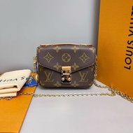 LV路易威登 老花mini郵差包 芯片