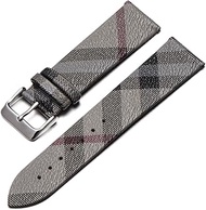 Unisex Genuine Leather Watch Band for Burberry, Calfskin Replacement Plaid Strap 14mm 16mm 18mm 20mm 22mm for Men and Women