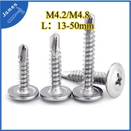 410 Stainless Steel Flat & Round Head Self Tapping Screw M4.2/M4.8 * L:13-50mm  Flat Head Drill Tail