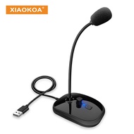 XIAOKOA USB Microphone for Computer Mic with Spin Button Volume Adjustment and Mute Button Plug and 