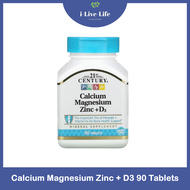 แคลเซียม แมกนีเซียม ซิงค์ Calcium Magnesium Zinc + D3 90 Tablets - 21st century