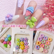 12PCS Cartoon Nail Jewelry / 3D Net Red Donut Nail Jewelry / Ice Cream Nail Jewelry / Bear Nail Jewe