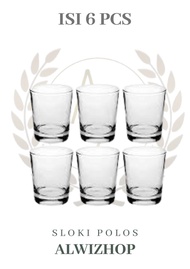 Gelas Sloki Polos - 6pcs / Gelas Kaca Sloki Polos Mini / Gelas Kaca Mini/ Gelas Murah