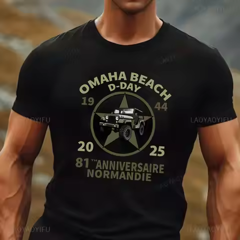 D-Day Shirt Omaha Beach Normandy Landings 80th Anniversary 1944-2024 Veteran Retro Cotton T-Shirt Gi