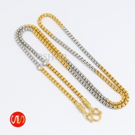 s2shop สร้อยคอสแตนเลสแท้ ลายผ่าหวายหัวจรวด สี 2 กษัตริย์ ห้อยพระได้ 3 องค์ ความกว้าง 3มม. ความยาว 24