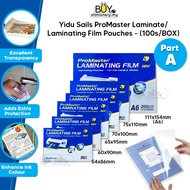 【Part A】 ProMaster Small Size 100pcs Laminate Film Laminating Pouche Film Plastik Laminate -(100s/BO