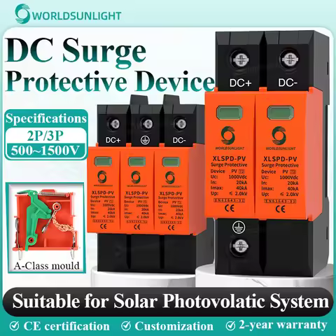 worldsunlight XLSPD-PV DC spd surge protectorfor solars photovoltaic system 20-40kA 2P/3P 500/600/80