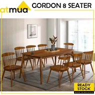 Atmua Gordon Dining Set 8 Seater Dining Set 100% Full Solid Rubber Wood Meja Makan 8 Orang Kayu Getah Meja Makan