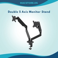 [Ready Stock] Double Arm 5-axis Monitor Stand Mount Arm 360 Degree Rotation | Cold Rolled Steel | Po