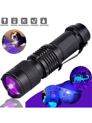 1 件黑光紫外線手電筒 Led 7w 300lm Sk68 可變焦紫外線手電筒適用於蝎子狗貓寵物尿液檢測器螢光礦物質,共有三種照明模式,使用 Aa 電池