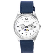 [Creationwatches] Casio Standard Analog Moon Phase White Dial Leather Strap Quartz MTP-M300L-7A MTPM